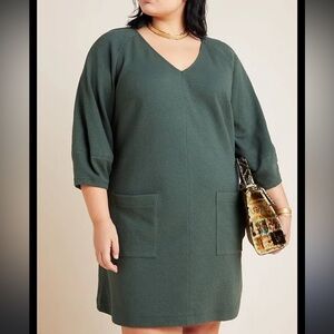 Anthropologie Maeve Green V-Neck Dress